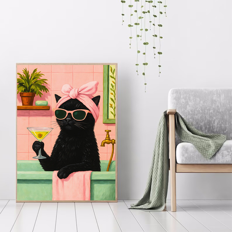 Martini İçen Kedi Küvette Siya - Spa Wellness Images incelemesi ve fiyatı